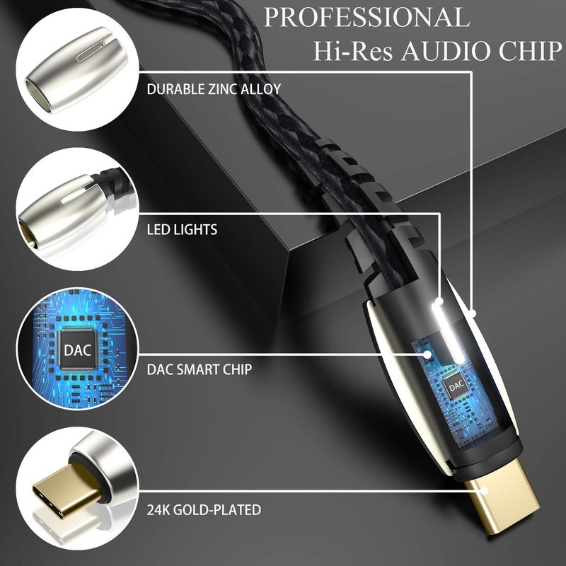VIMVIP USB C to 3.5mm Male Aux Cable, USB Type C to 3.5mm Audio Car Aux Stereo Cord Compatible with Pixel 4/3/2XL,Samsung S20/S20+/Note 10/S10/S9 Plus and More - Image 2